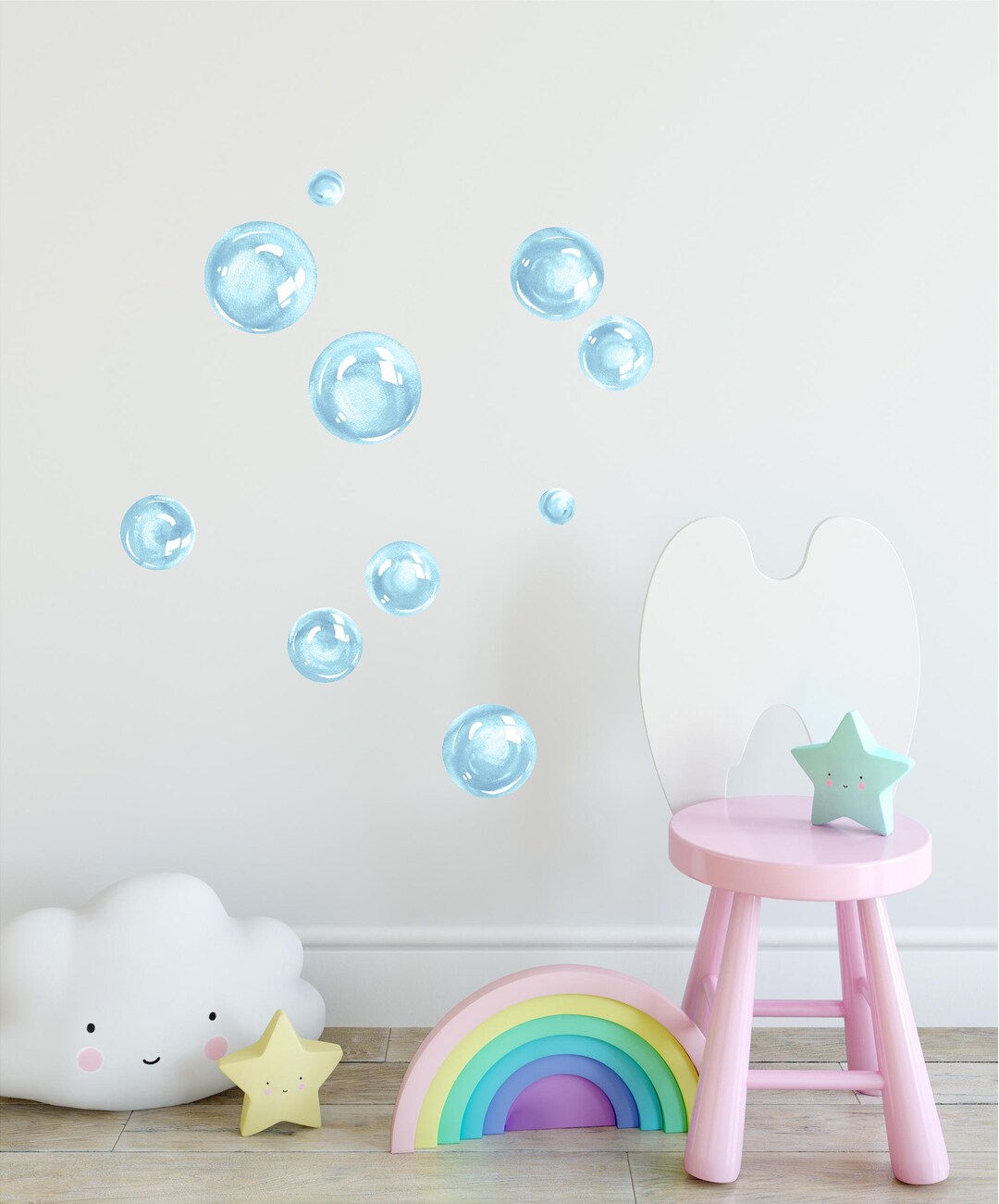 Watercolor Blue Bubbles Wall Decal Set Ocean Sea Bubble Fabric Wall ...