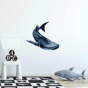 Watercolor Whale Shark #3 Wall Decal Ocean Sea Life Removable Fabric Wall Sticker