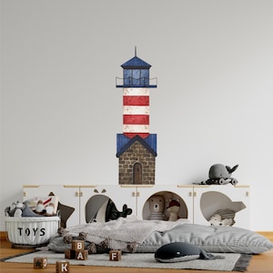 Lighthouse #2 Wall Decal Nautical Sea Watercolor Removable Fabric Wall Sticker