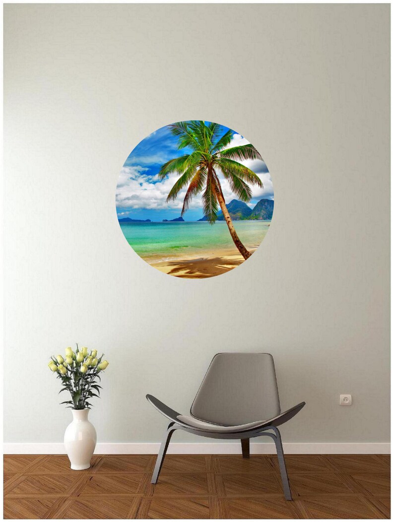 Tropical Beach Circle Wall Decal Circle Print Wall Dot | Etsy