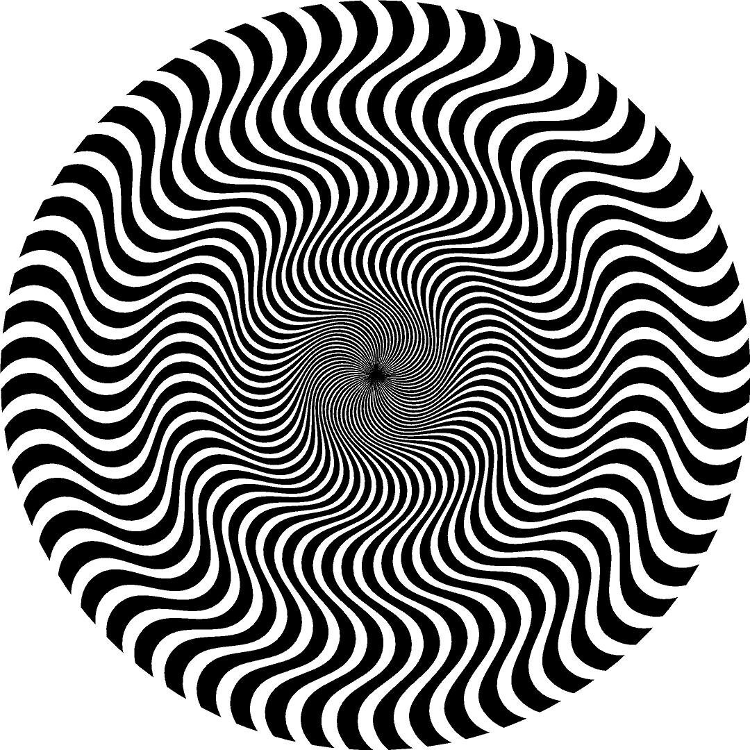Spirale hypnotique 6 Autocollant mural ondulé Noir et blanc Illusion