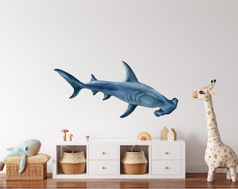 Hammerhead Shark Wall Decal Ocean Sea Sharks Removable Peel and Stick Fabric Wall Sticker Nursery Decor