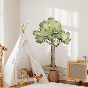 Whimsical Woodland Tree Wall Decal Woodland Forest Woods Trees Fauna Removable Peel and Stick Fabric Nursery Decor