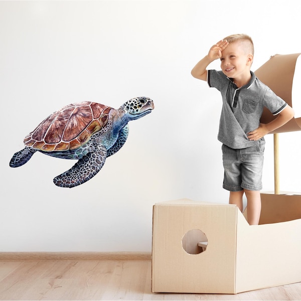 Sea Turtle #2 Wall Decal Ocean Sea Life Removable Fabric Wall Sticker