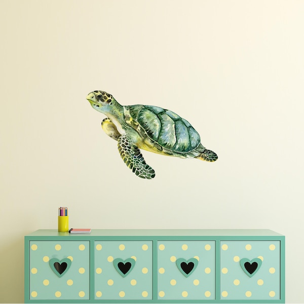 Sea Turtle Wall Decal Ocean Sea Life Removable Fabric Wall Sticker | DecalBaby