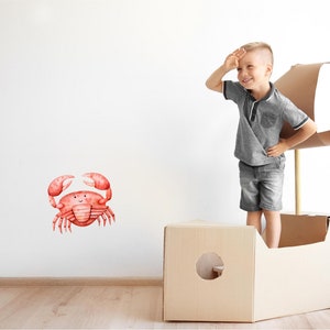 Cartoon Crab Wall Decal Ocean Sea Life Removable Fabric Wall Sticker