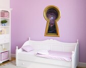 Keyhole 3D Wall Decal Down The Rabbit Hole Alice in Wonderland Disney Wall Sticker Portal Mural Childrens Fantasy Decor