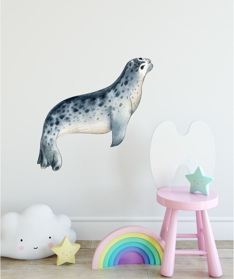 Watercolor Seal Wall Decal Ocean Sea Wall Sticker Removable Etsy
