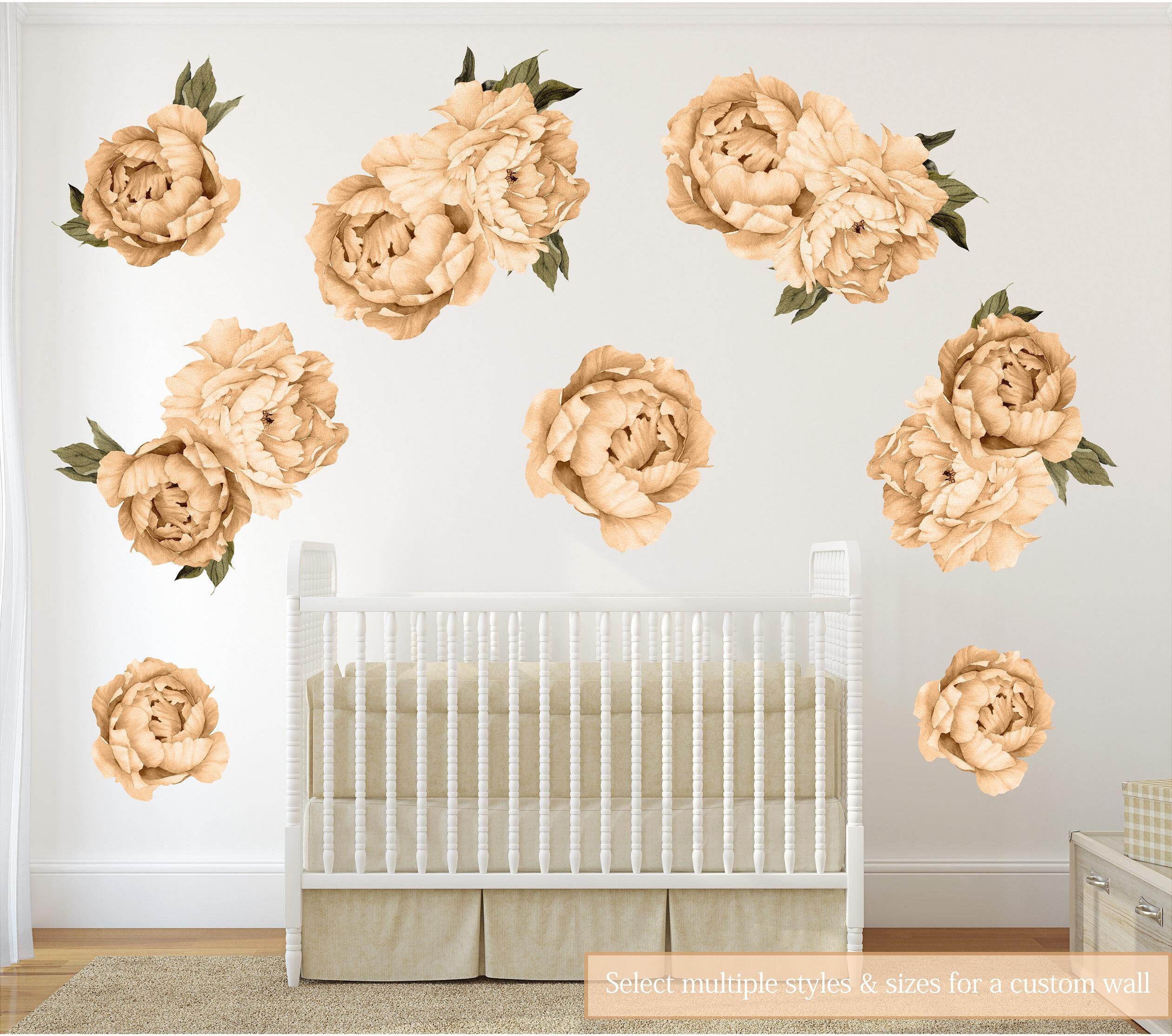 Orange Peony #24 Removable Fabric Wall Decal Individual Blooming ...
