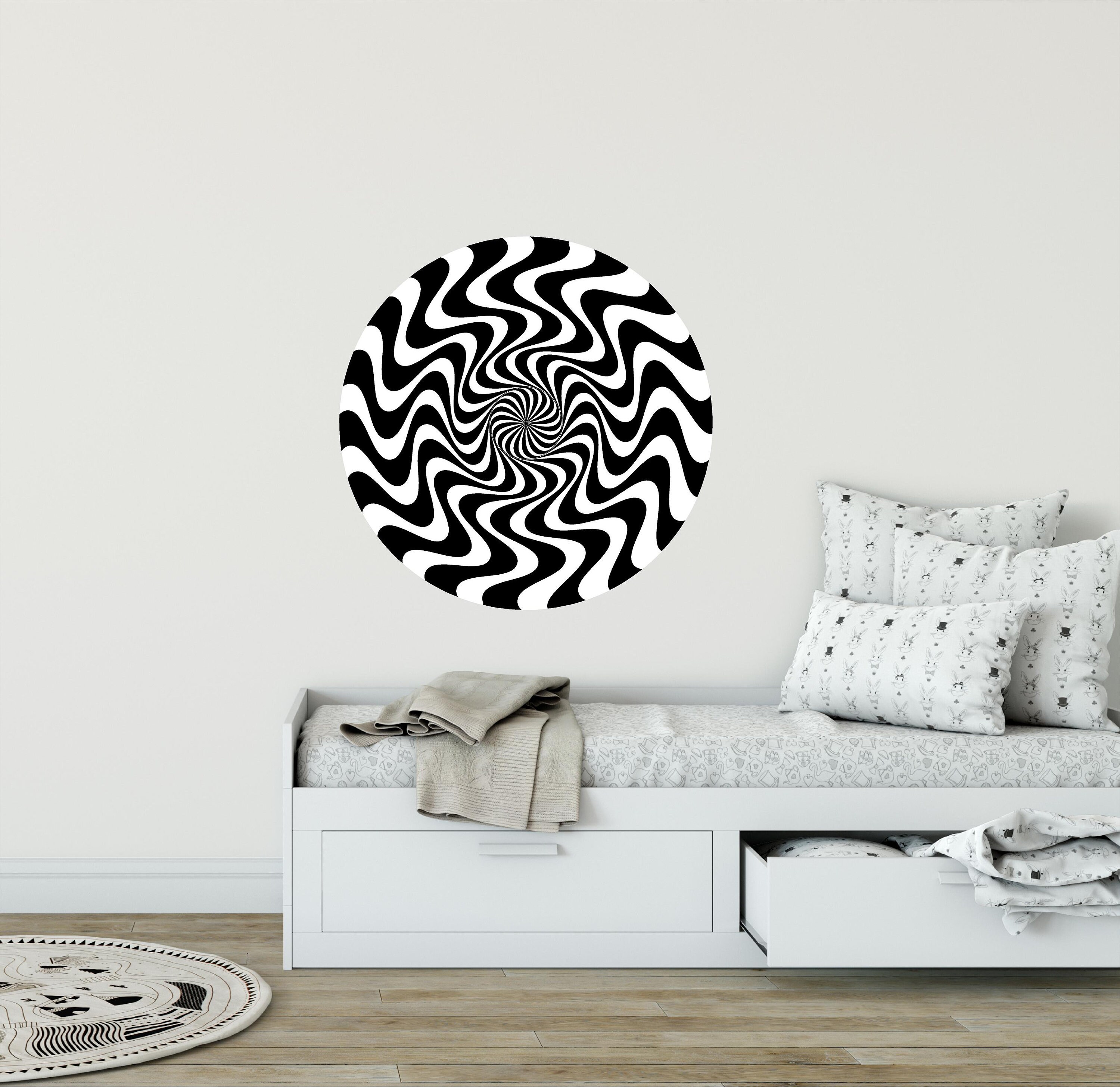 Hypnotic Spiral #5 Swirl Wall Decal Black & White Circular