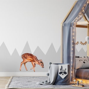 Spotted Fawn #3 Wall Decal Watercolor Baby Deer Wall Sticker Woodland Forest Animals Removable Fabric  Nursery Decor