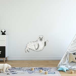 Watercolor Cartoon Seal Wall Decal Ocean Sea Life Removable Fabric Wall Sticker