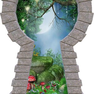 Enchanted Lantern Forest Wall Decal - Removable Keyhole Window Vinyl Sticker, 16", Fairy Tale Mushroom Wonderland Kids Room Decor - View #3