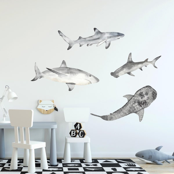 Gray Marine Life Set #1 Wall Decal Ocean Sea Life Removable Fabric Wall Sticker | DecalBaby