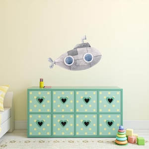Gray Submarine Wall Decal Ocean Sea Life Removable Fabric Wall Sticker | DecalBaby