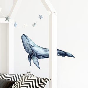 Sleepy Indigo Humpback Whale #2 Wall Decal Ocean Sea Life Removable Fabric Wall Sticker | DecalBaby