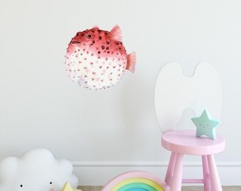 Pufferfish Wall Decal Tropical Fish Ocean Sea Life Removable Fabric Wall Sticker