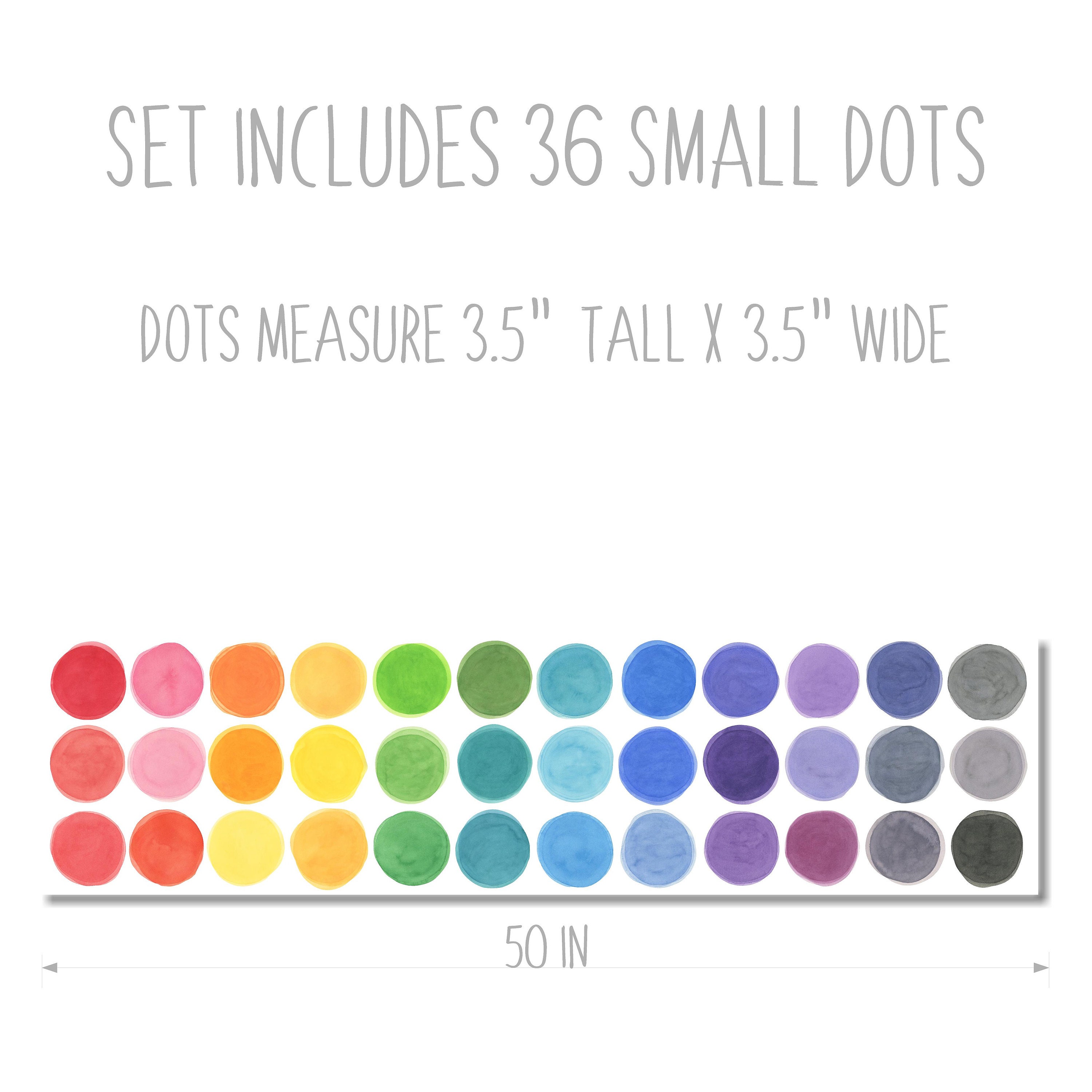 SMALL Watercolor Rainbow Dots Wall Decal Set 36 Dots Etsy