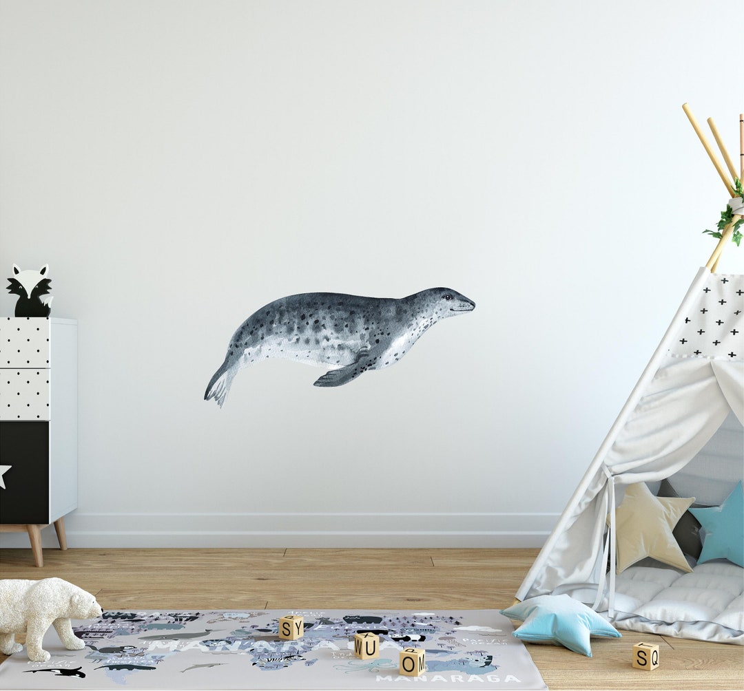 Leopard Seal Wall Decal Ocean Sea Life Removable Fabric Wall Sticker Etsy