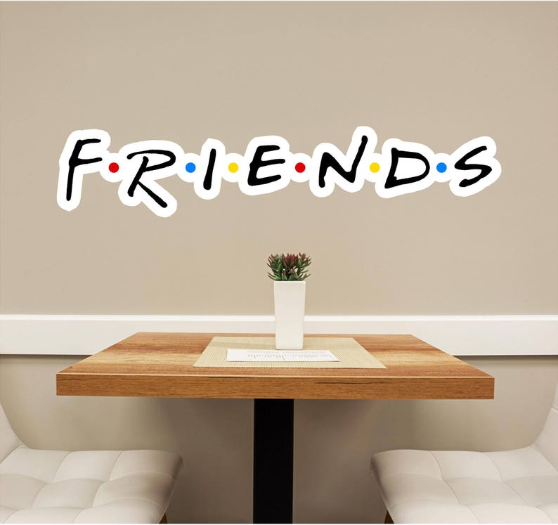 friends font 1 wall decal wall sticker logo fabric vinyl | etsy