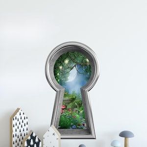 Keyhole Removable Wall Decal Enchanted Lantern Forest Wonderland Fairytale Fantasy Portal Wall Mural image 5