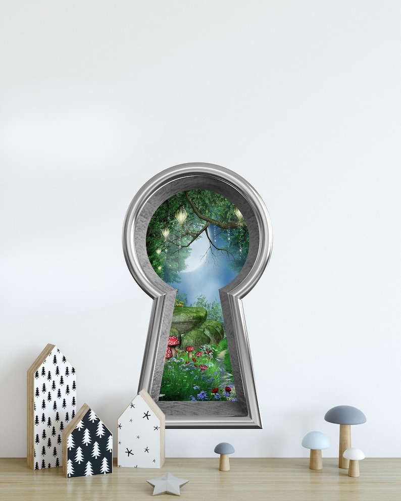 Keyhole Removable Wall Decal Enchanted Lantern Forest Wonderland Fairytale Fantasy Portal Wall Mural image 5