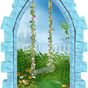 Enchanted Flower Swing Castle Window Wall Decal 3D Wall Sticker Fairy ...
