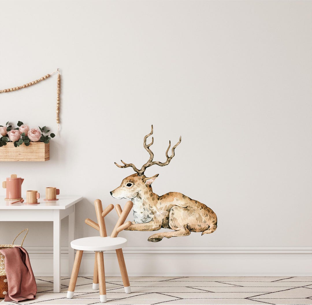 Whimsical Fawn Baby Deer Wall Decal Woodland Forest Animal Wildlife ...