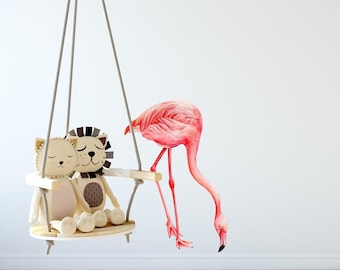Watercolor Pink Flamingo #6 Wall Decal Tropical Bird Removable Fabric Wall Sticker
