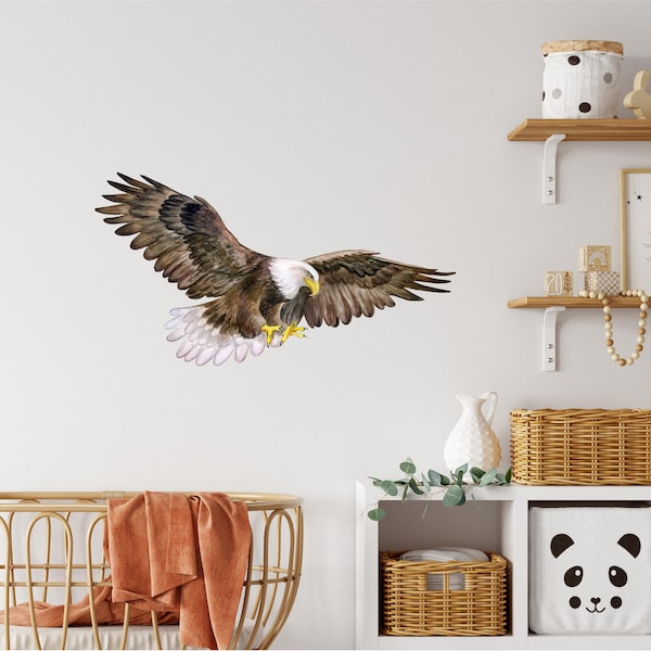 Bald Eagle Flying Wall Decal Removable Fabric Bird Wall Sticker Wall Art Peel & Stick