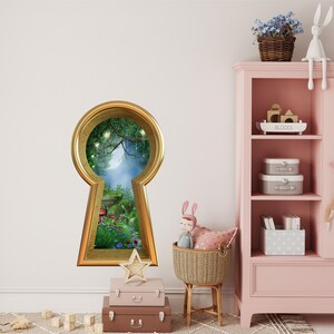 Enchanted Lantern Forest Wall Decal - Removable Keyhole Window Vinyl Sticker, 16", Fairy Tale Mushroom Wonderland Kids Room Decor - View #4