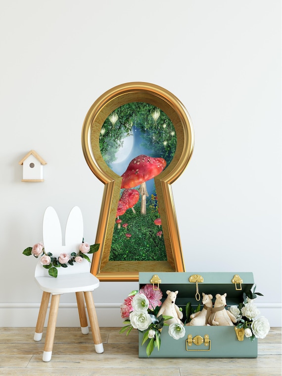 Autocollant Mural Tissu - Entrée Pays Des Merveilles - Décoration Fantaisiste Pour Chambre