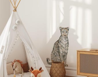Leopard Jungle Animal Wall Decal Wild Big Cat Jungle Life Peel and Stick Wall Sticker Removable Tropical Safari Nursery Decor Watercolor