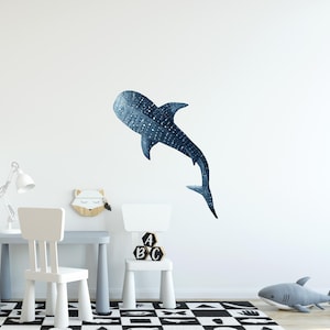 Watercolor Whale Shark #4 Wall Decal Ocean Sea Life Removable Fabric Wall Sticker