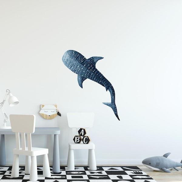 Watercolor Whale Shark #4 Wall Decal Ocean Sea Life Removable Fabric Wall Sticker | DecalBaby