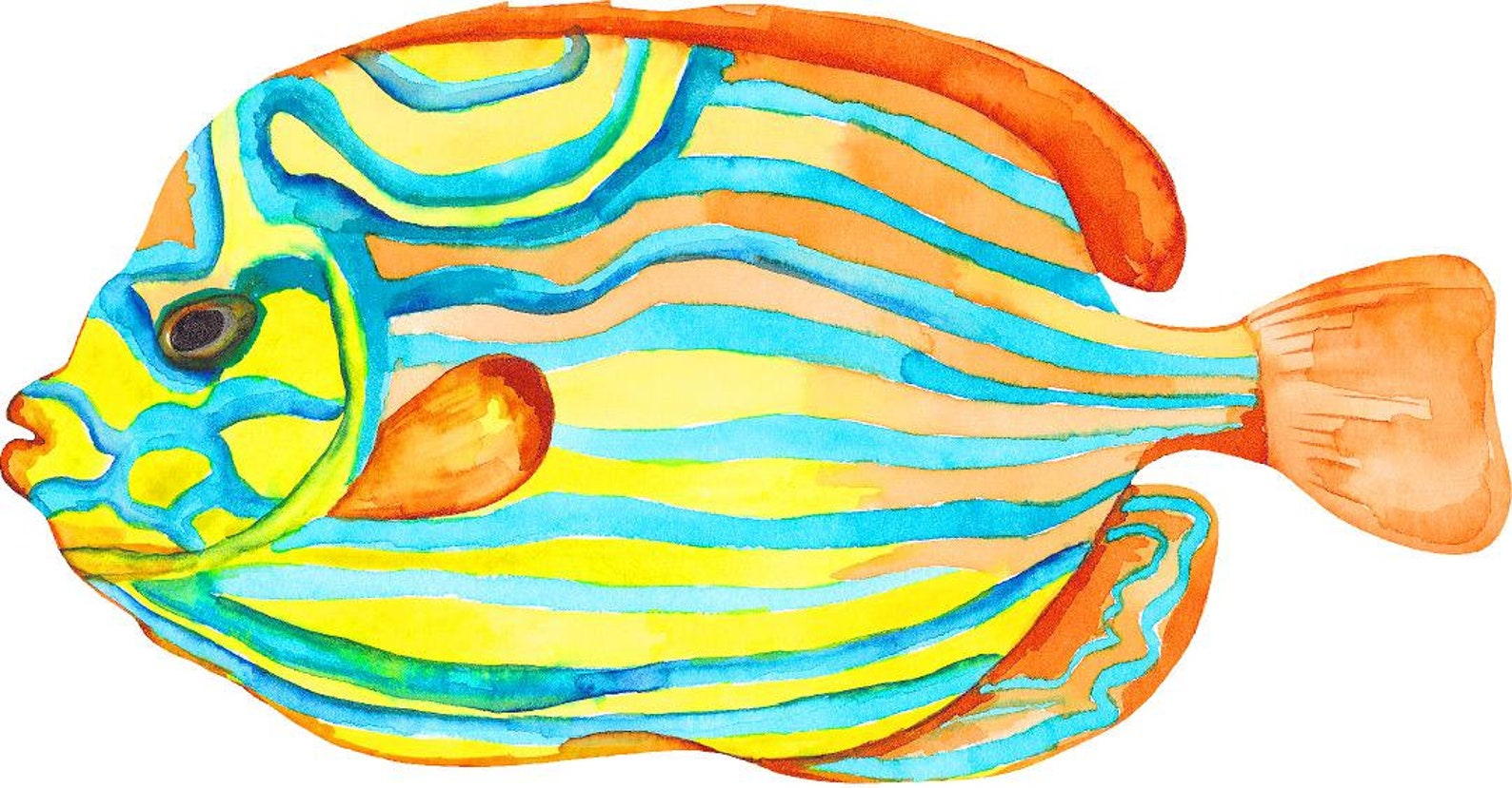 Blue Striped Angelfish Wall Decal Ocean Sea Life Removable Etsy