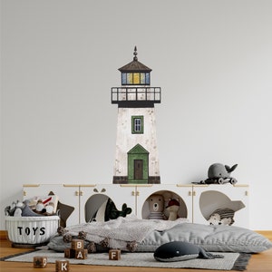 Lighthouse #4 Wall Decal Nautical Sea Watercolor Removable Fabric Wall Sticker