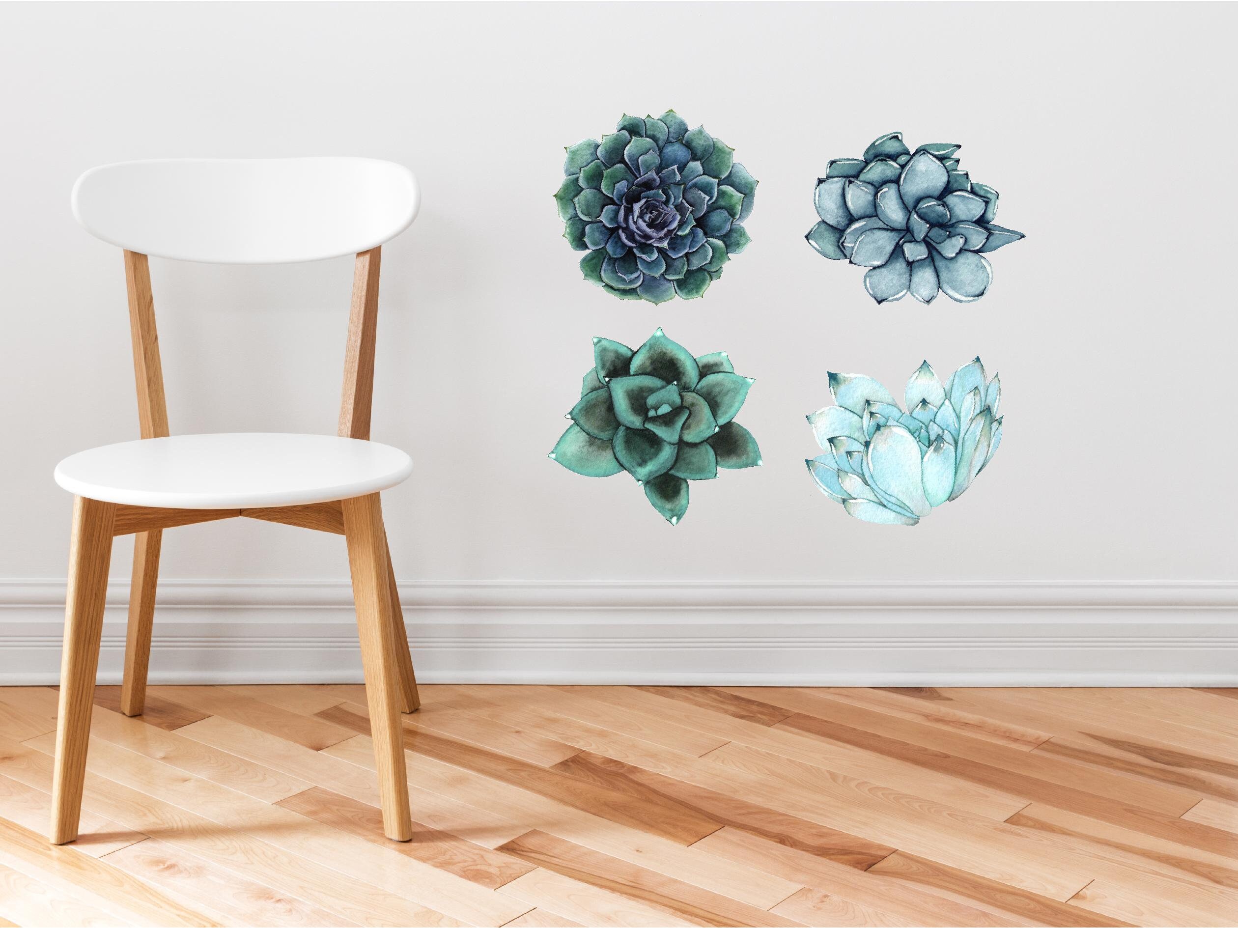 Blue Succulent Wall Decal 12 Sticker Set Baby Room Etsy