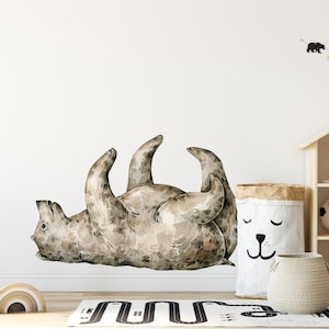 Whimsical Bear Cub Wall Decal Woodland Forest Animal Wildlife Baby Bear Rolling Over Removable Peel and Stick Fabric Nursery Decor
