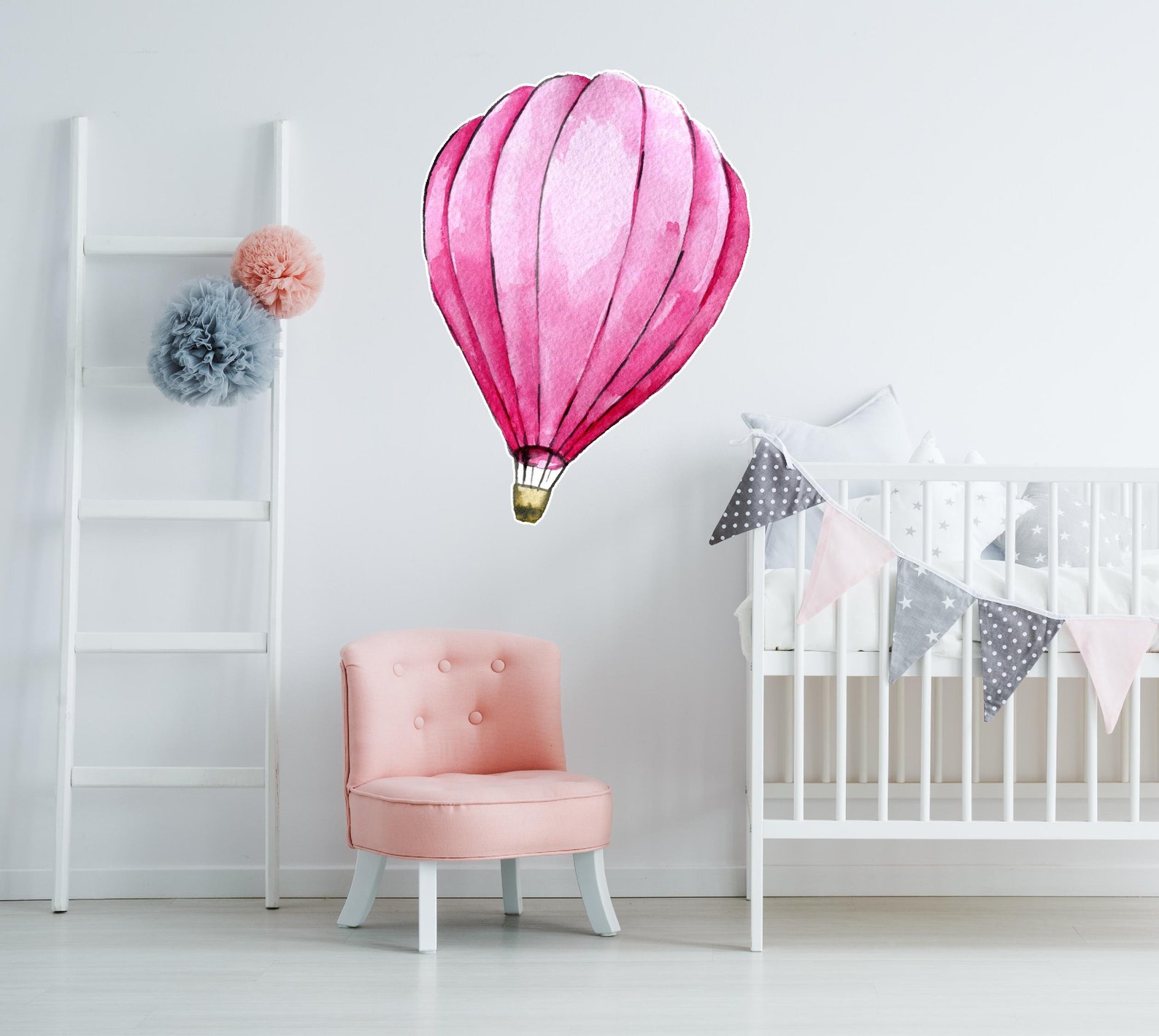 Hot Air Balloon Pink Wall Decal Sticker Decorations Whimsical Etsy