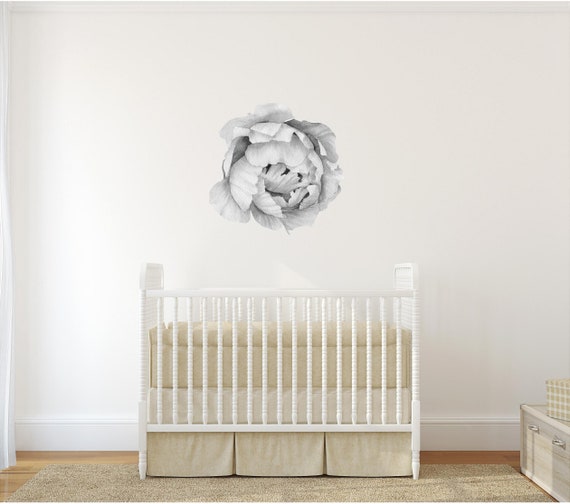 Black White Peony 5 Removable Wall Decal Individual