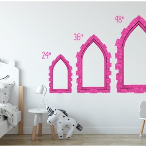 Foggy Purple Moonlight Castle Window 3D Wall Sticker Night Sky Moon Medieval Portal Girl Playroom Kids Bedroom Decor immagine 8