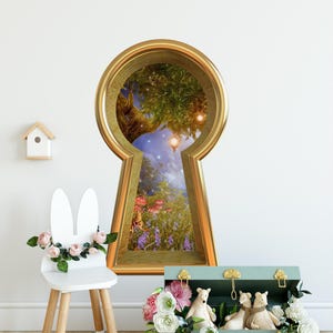 Keyhole 3D Removable Wall Decal Enchanted Lantern Tree Fairytale Fantasy Portal Wall Mural Girls Room Wall Art Decor