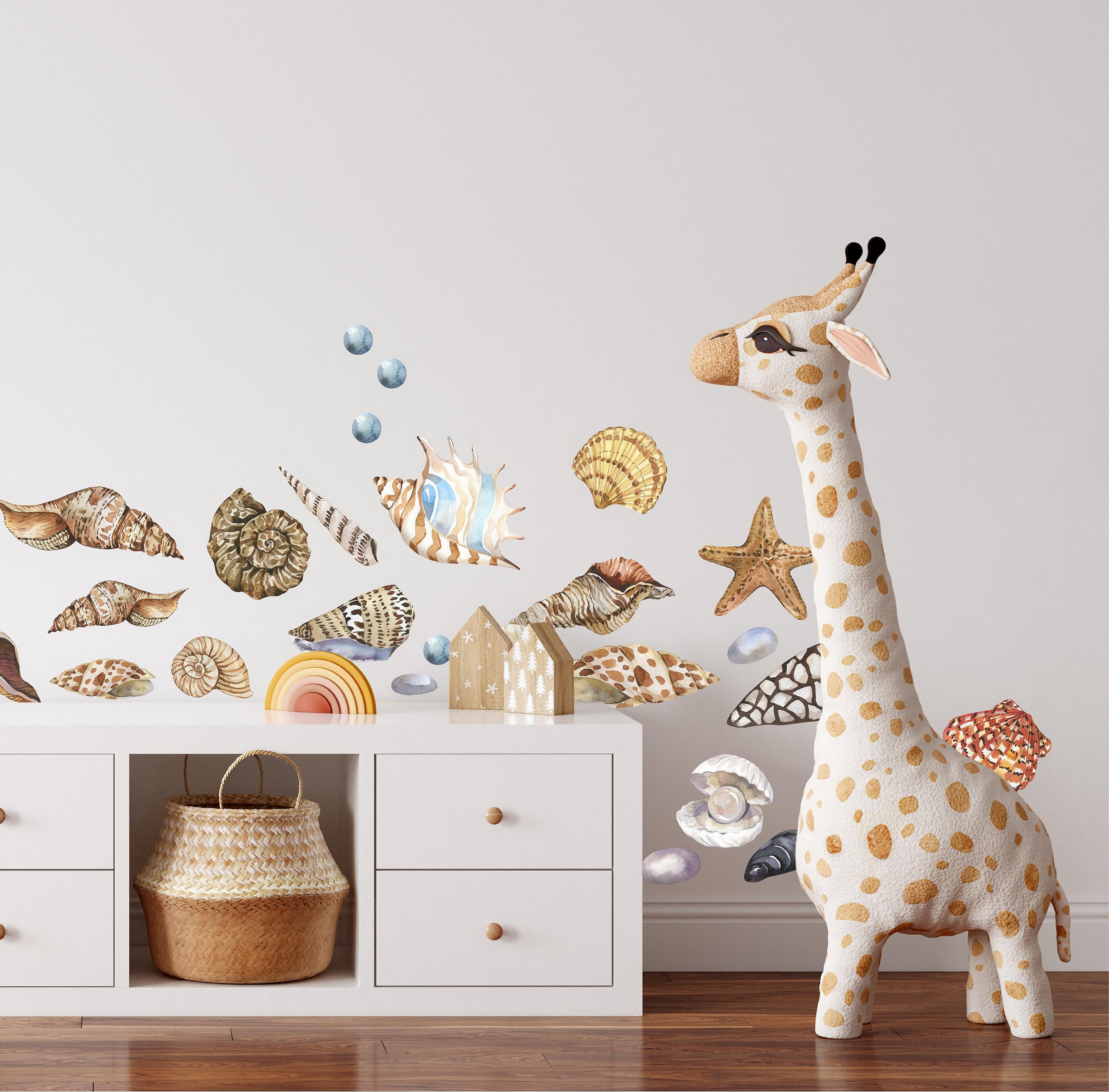 Beach Seashells Wall Decal Set Nautical Ocean Sea Shells Starfish Wall ...