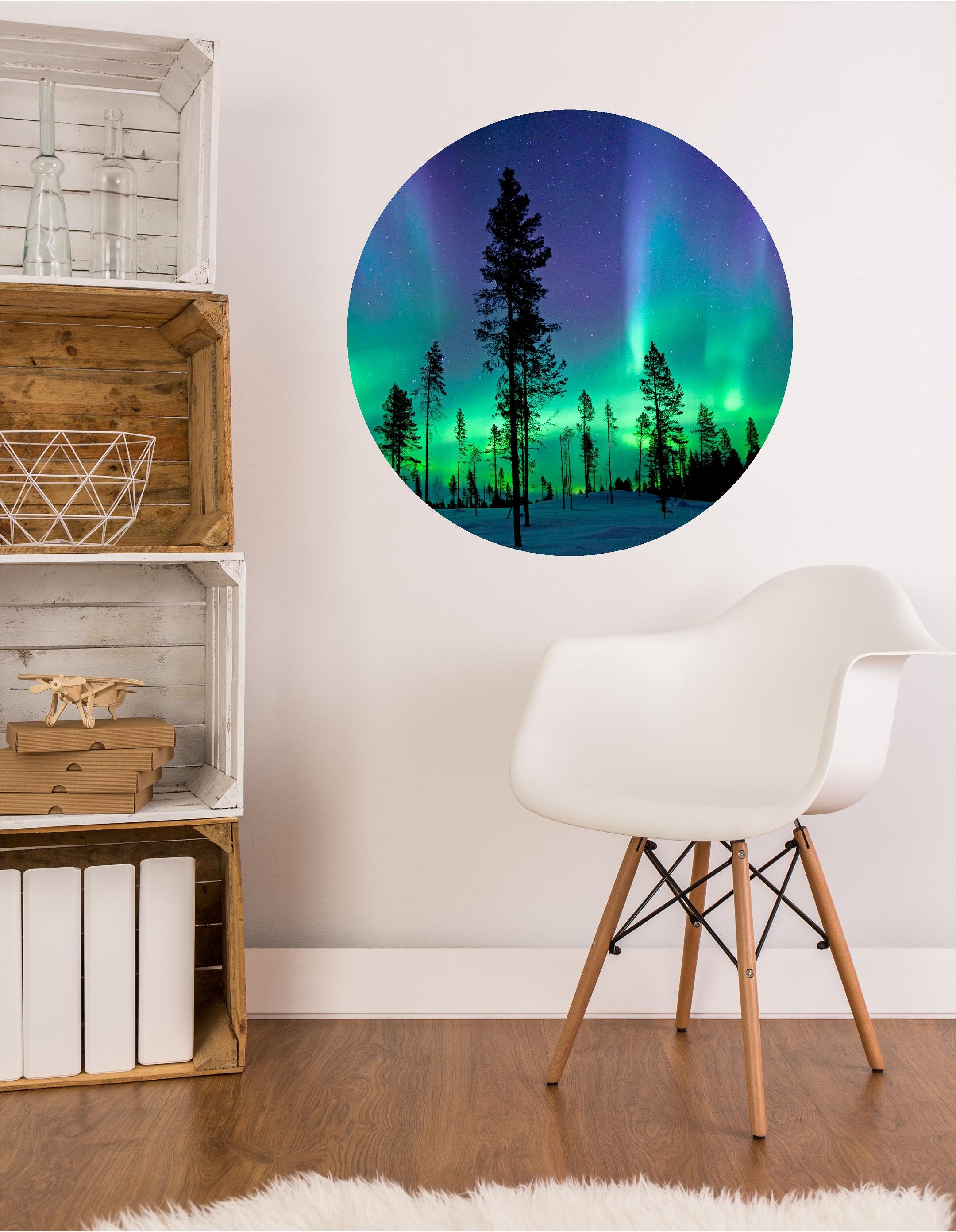 Northern Lights Circle Wall Decal Removable Fabric Vinyl Etsy
