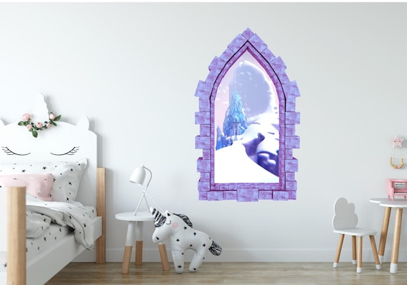 Disney Wall Decal Frozen Castle Window Wall Sticker Frozen Elsa Fairytale Fantasy Peel And Stick Mural Playroom Wall Art Nursery Wall Decal