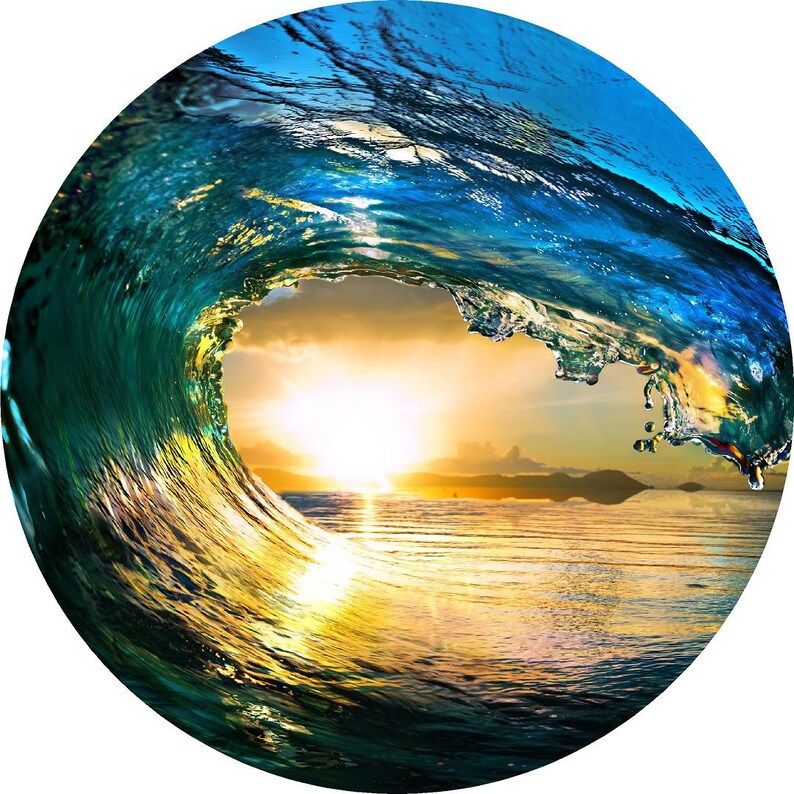 Crashing Wave Ocean Circle Wall Decal Sticker Circle Print Etsy