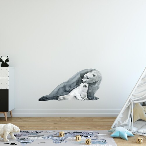 Baby Seal 2 Wall Decal Arctic Fur Seal Ocean Sea Life Etsy
