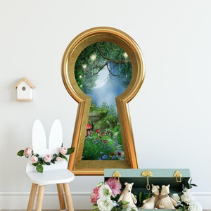 Keyhole Removable Wall Decal Enchanted Lantern Forest Wonderland Fairytale Fantasy Portal Wall Mural