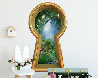 Keyhole Removable Wall Decal Enchanted Lantern Forest Wonderland Fairytale Fantasy Portal Wall Mural